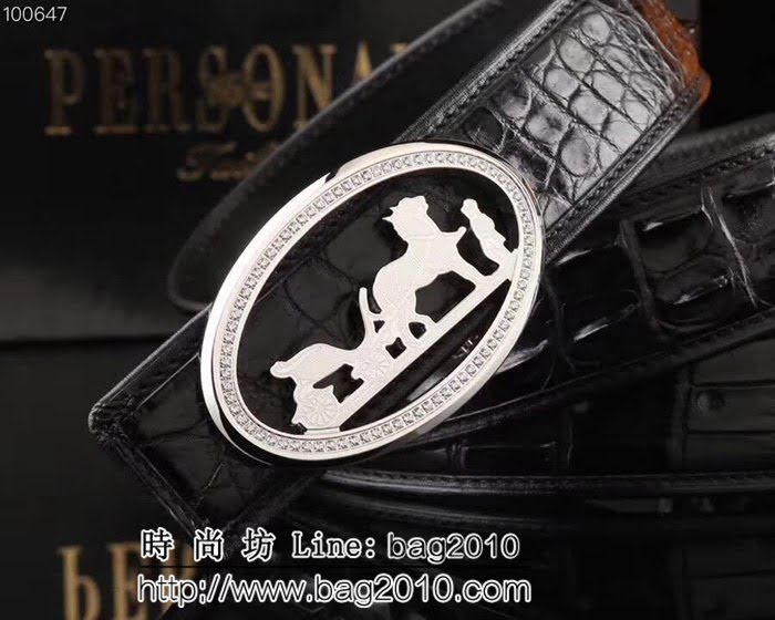 愛馬仕HERMES 鱷魚 骨背皮新款 鱷魚骨皮 高端男士皮帶 HHG1361